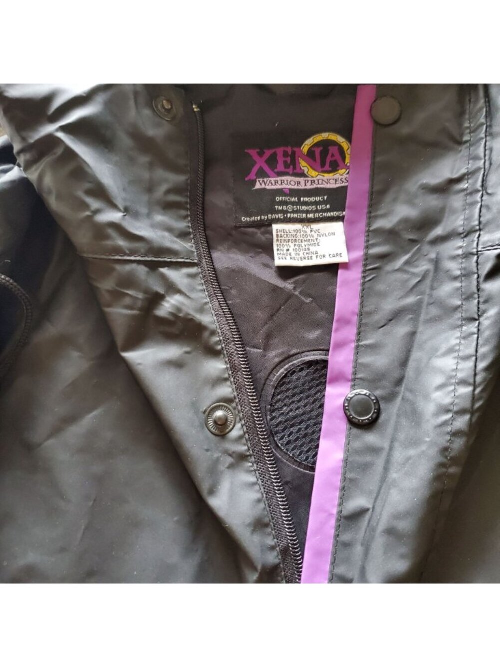 Xena Warrior Princess Pullover Windbreaker Black Purple XXL Parka Rain Coat 90s - Picture 10 of 14